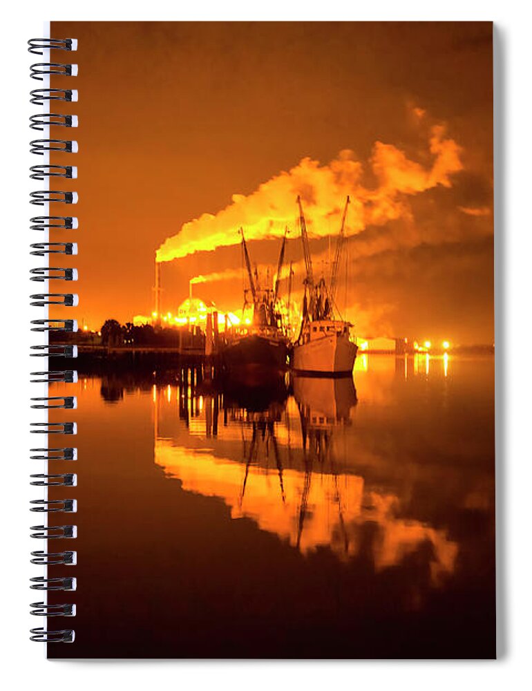 Photographs Spiral Notebook featuring the photograph Night Reflections Of A Paper Mill by Felix Lai