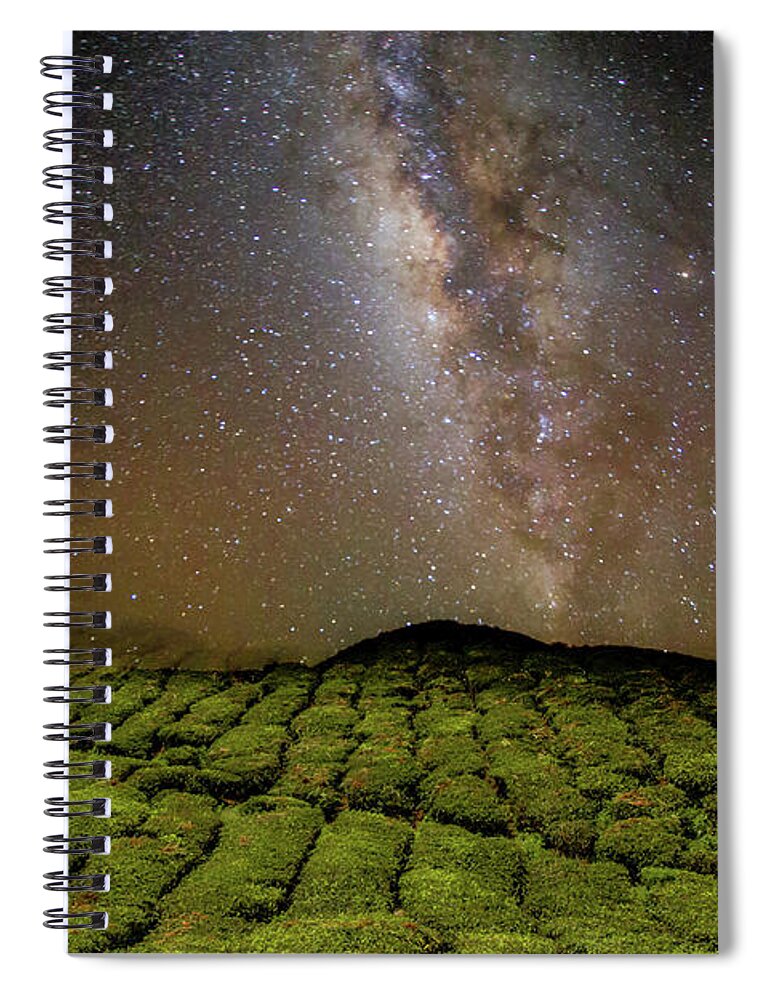 Cameron Highlands Spiral Notebook featuring the photograph Night Sky Over Tea Plantation by By Tourtrophy