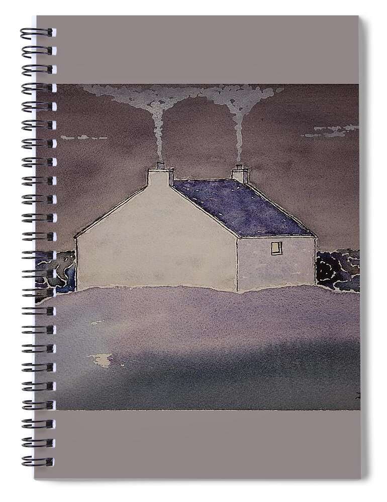 Watercolor Spiral Notebook featuring the painting Night Skye Lore by John Klobucher