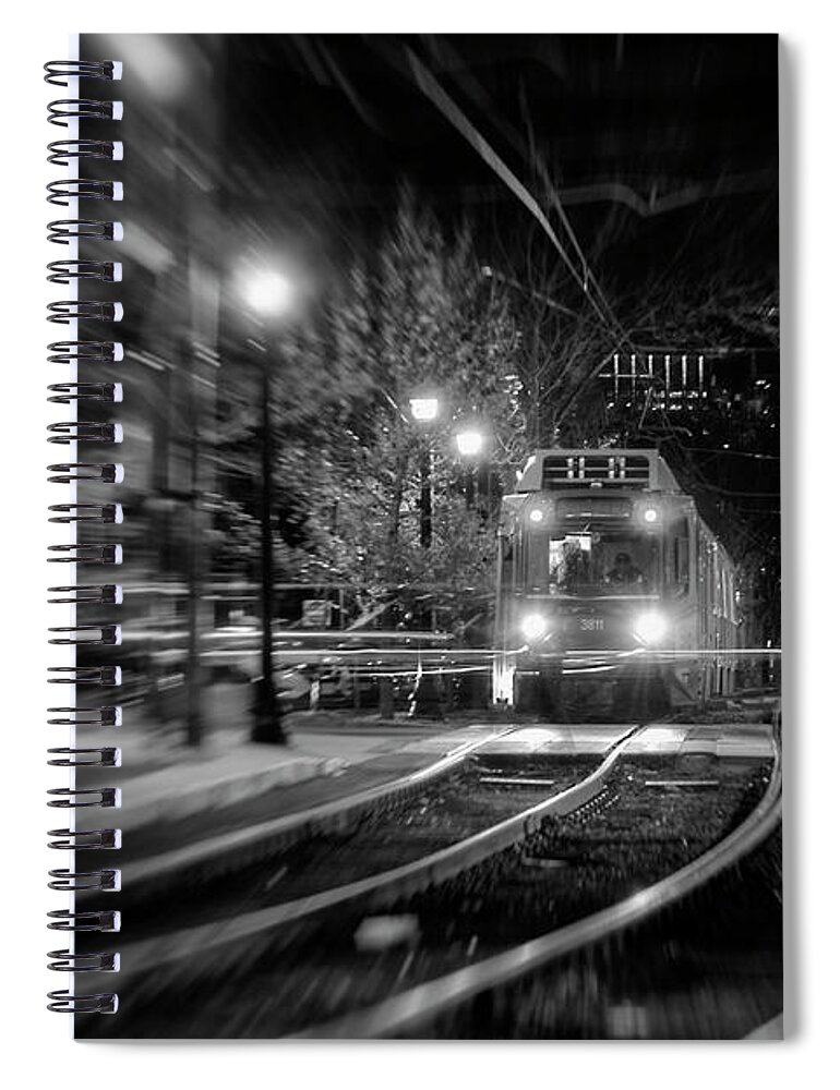 Boston Subway Spiral Notebook featuring the photograph Night Train - Boston T Stop by Joann Vitali