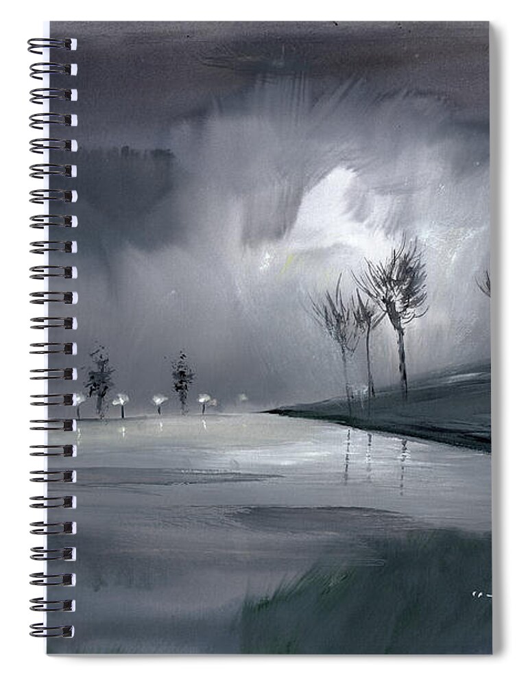 Nature Spiral Notebook featuring the painting Night Walk 2 by Anil Nene