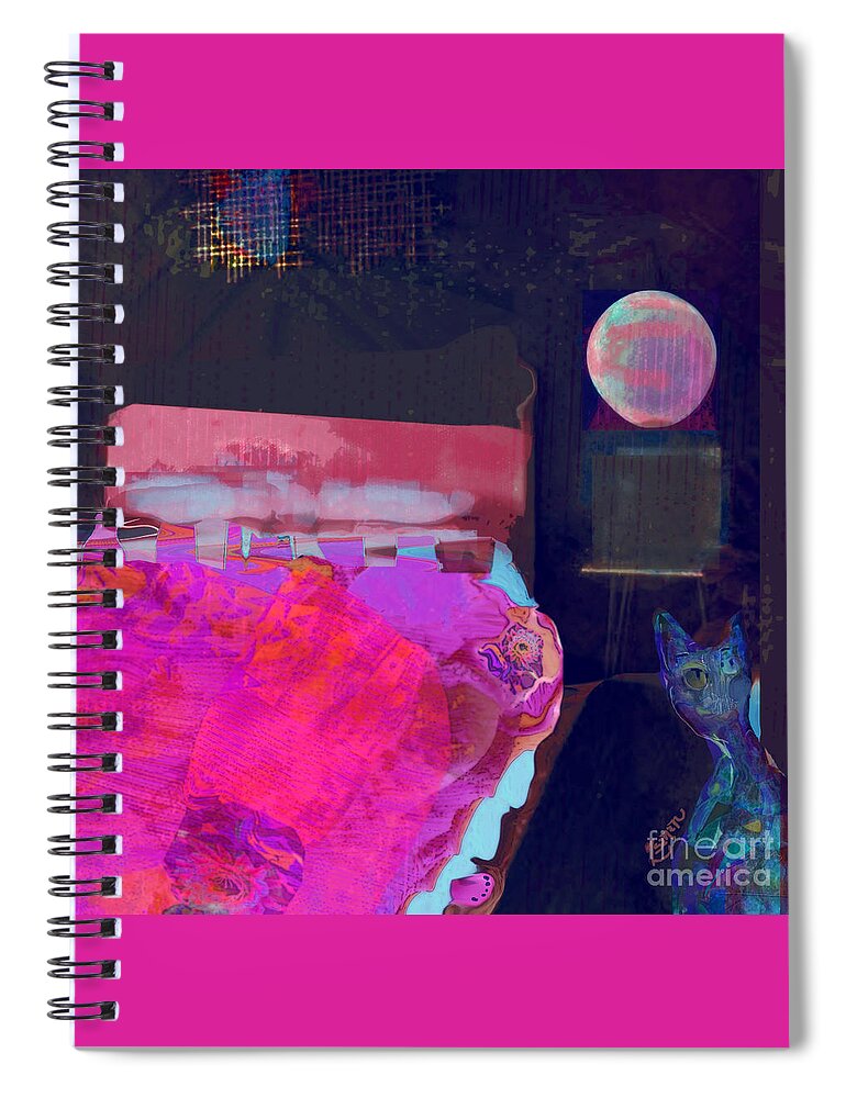 Square Spiral Notebook featuring the mixed media Nighty Night by Zsanan Studio