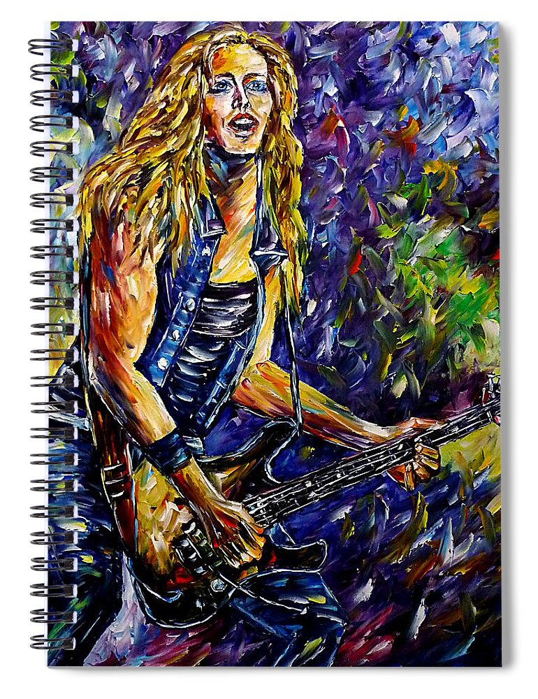 I Love Nita Strauss Spiral Notebook featuring the painting Rock Guitarist by Mirek Kuzniar