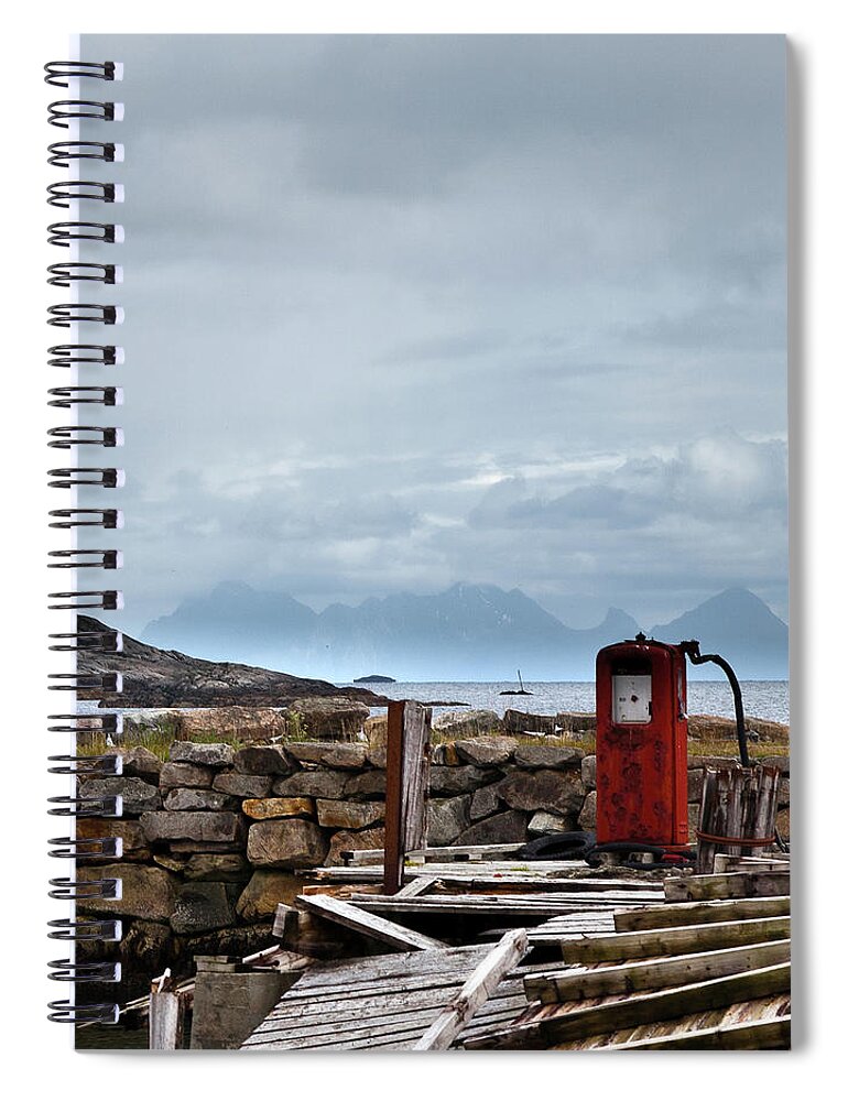 Damaged Spiral Notebook featuring the photograph No Gas by Svein Nordrum