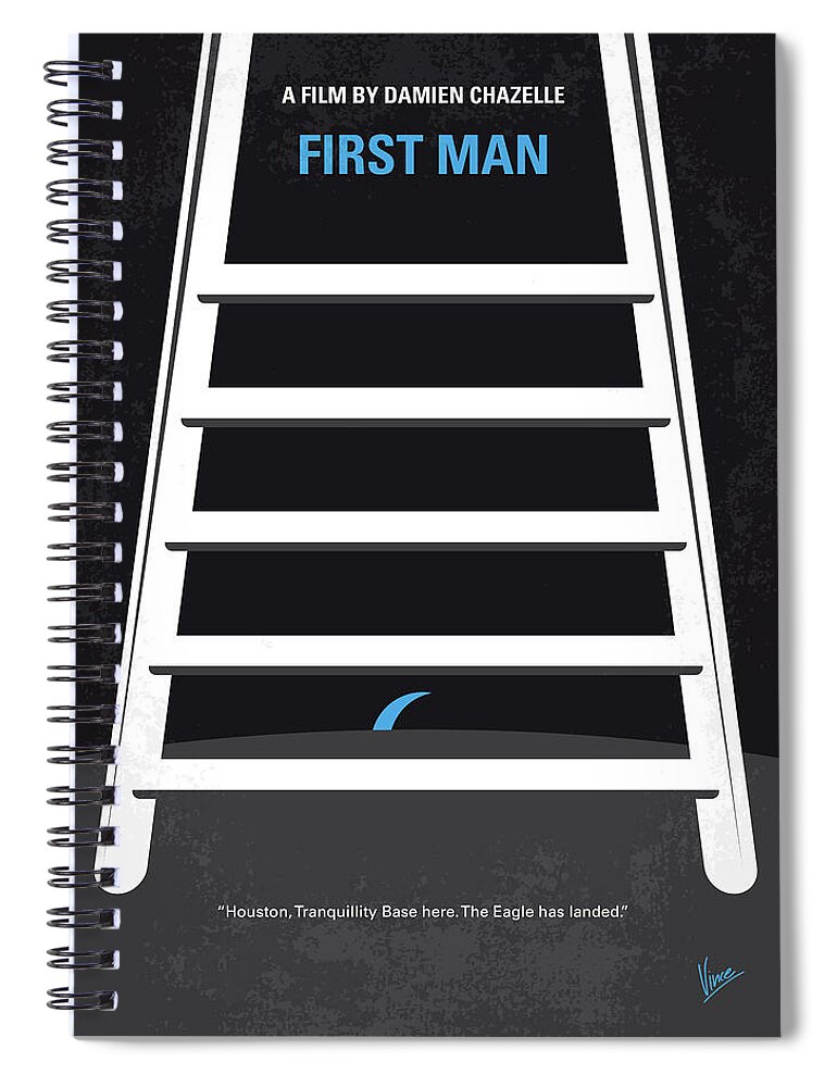 First Man Spiral Notebook featuring the digital art No1045 My First Man minimal movie poster by Chungkong Art