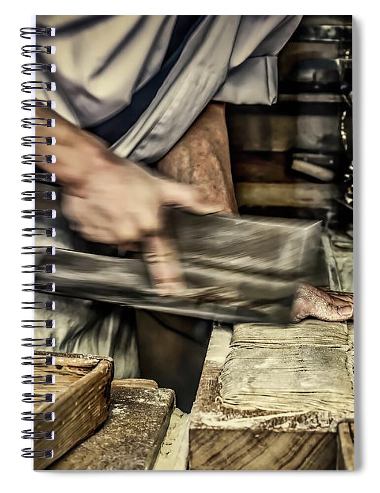 Asia Spiral Notebook featuring the photograph Noodle Man by Bill Chizek