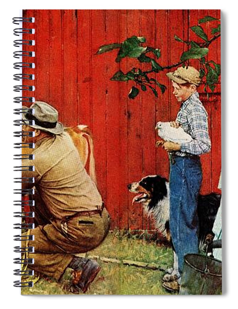 Cow Spiral Notebook featuring the painting Norman Rockwell Visits A County Agent by Norman Rockwell