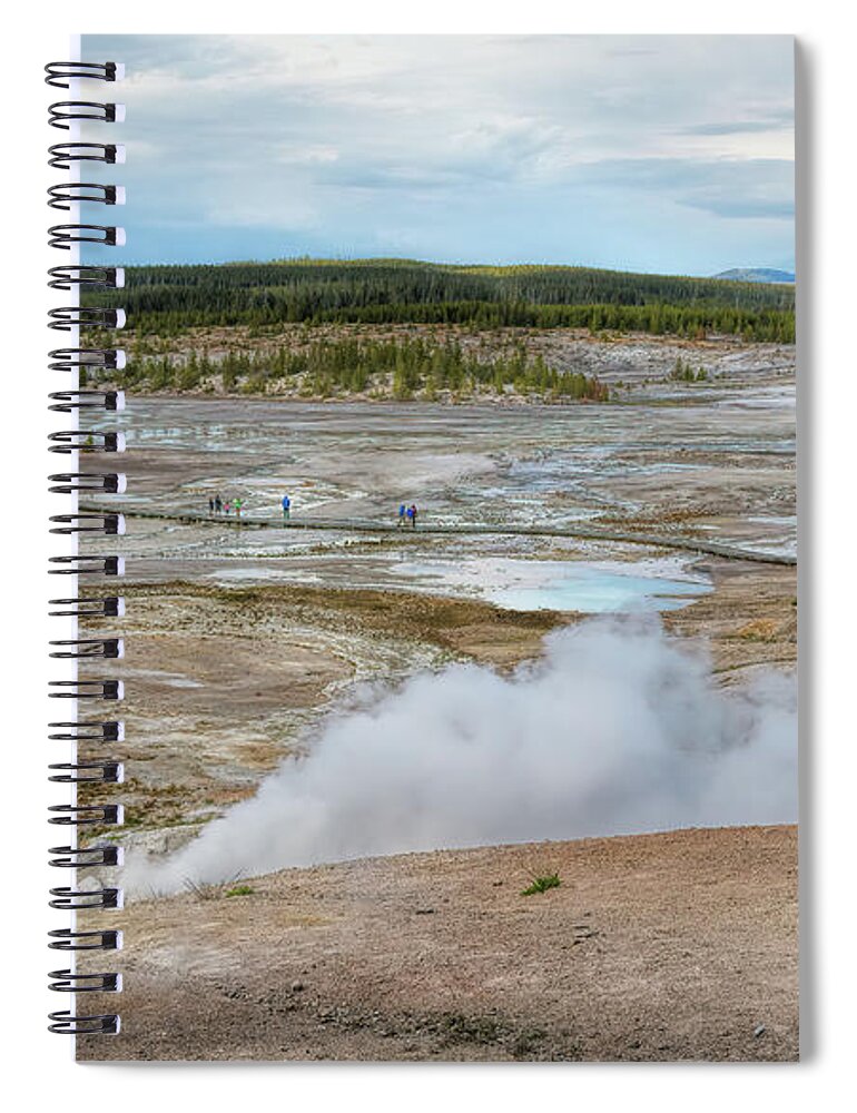 Sky Spiral Notebook featuring the photograph Norris Geyser Basin Yellowstone by John M Bailey