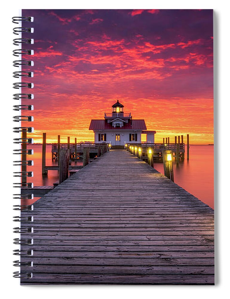 North Carolina Spiral Notebook featuring the photograph North Carolina Outer Banks Manteo Lighthouse OBX NC by Dave Allen
