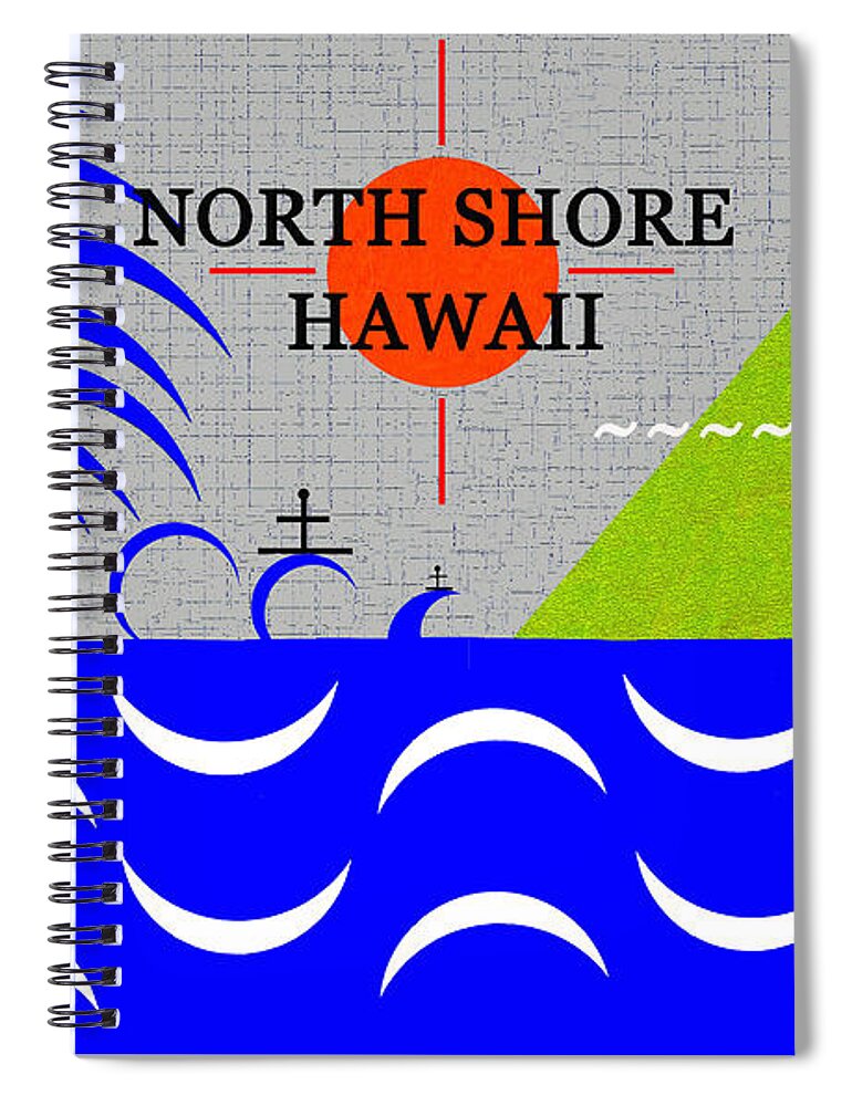 North Shore Hawaii Spiral Notebook featuring the digital art North Shore Hawaii surfing art by David Lee Thompson
