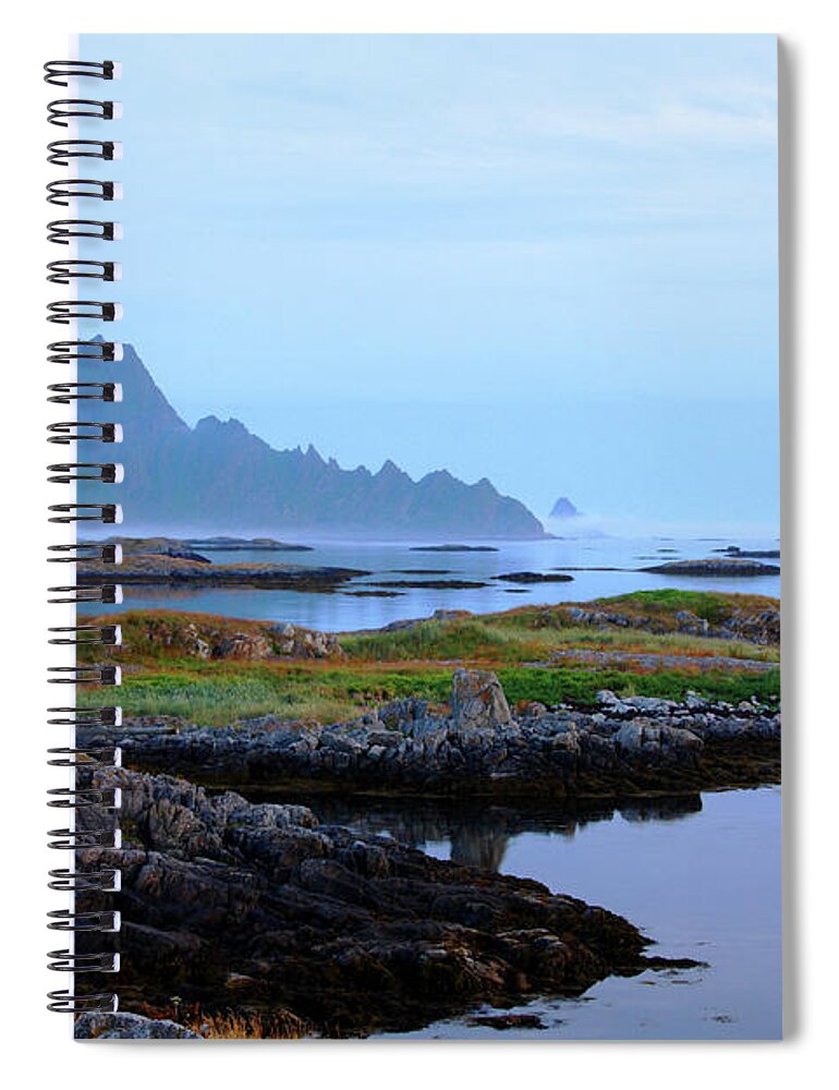 Water's Edge Spiral Notebook featuring the photograph Norvegian Landscape At Dusk by Anzeletti