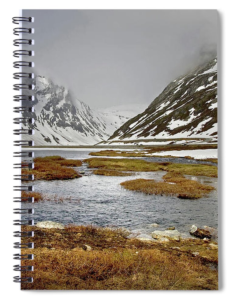 Scenics Spiral Notebook featuring the photograph Norway Mountains by Ellen Van Bodegom