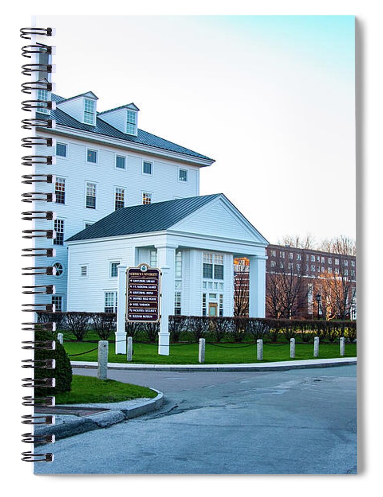 Kreitzberg Library Spiral Notebook featuring the photograph Norwich University Front Entrance by Jeff Folger