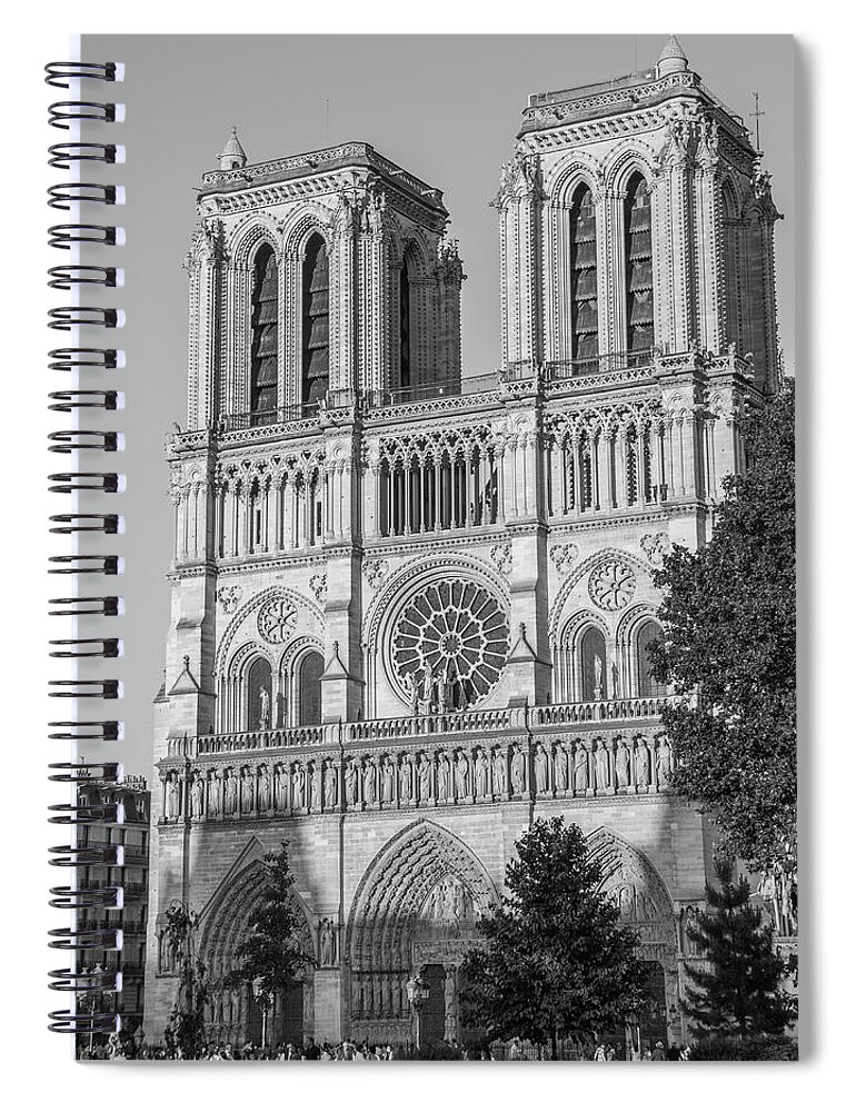 Paris Spiral Notebook featuring the photograph Notre Dame, Black and White by Marcy Wielfaert