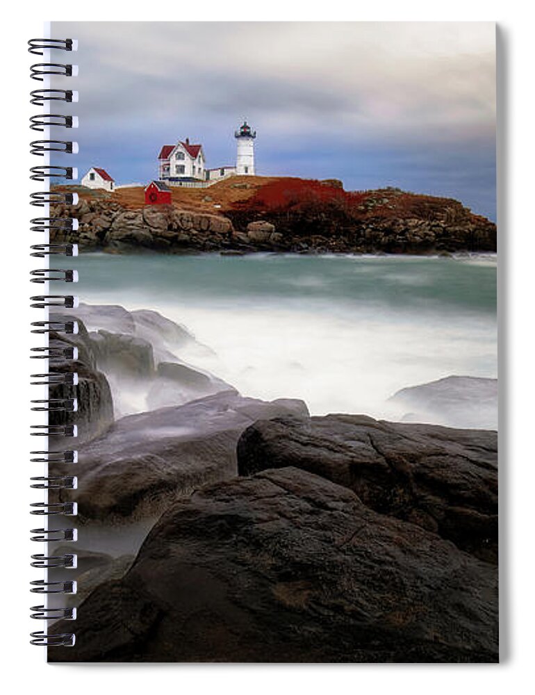 Nubble Lighthouse Spiral Notebook featuring the photograph Nubble Lighthouse, York ME. by Michael Hubley