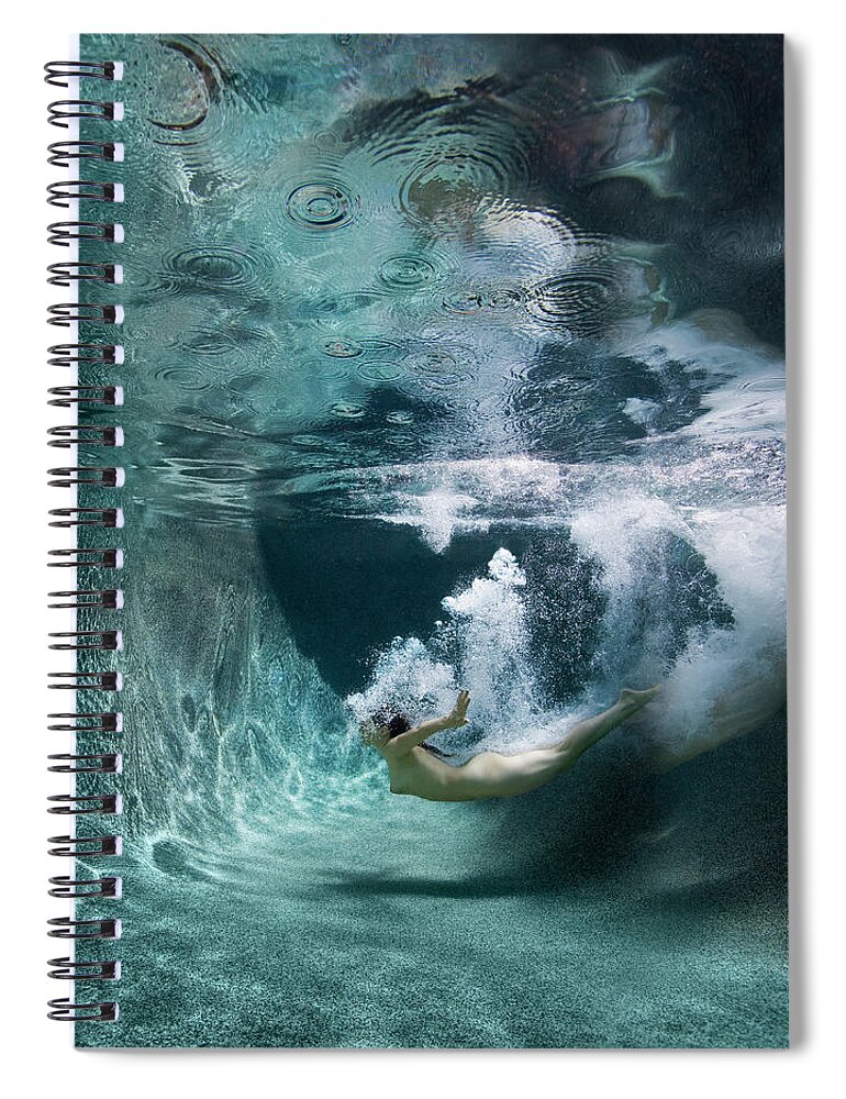 People Spiral Notebook featuring the photograph Nude Female Diving Underwater by Ed Freeman