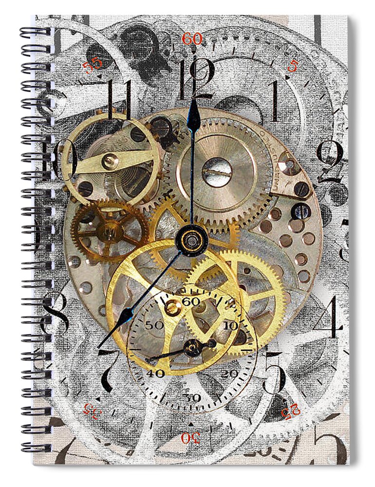Dial Spiral Notebook featuring the digital art Numbers-parts by Anthony Ellis