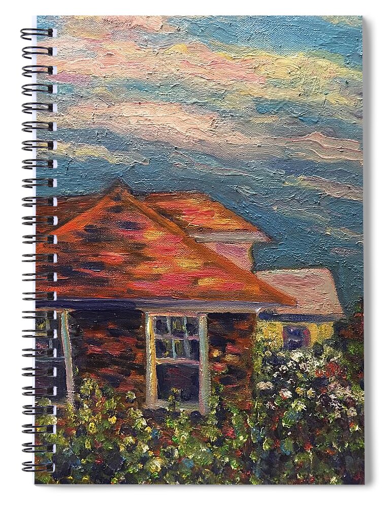 Nyack Spiral Notebook featuring the painting Nyack roof tops by Beth Riso