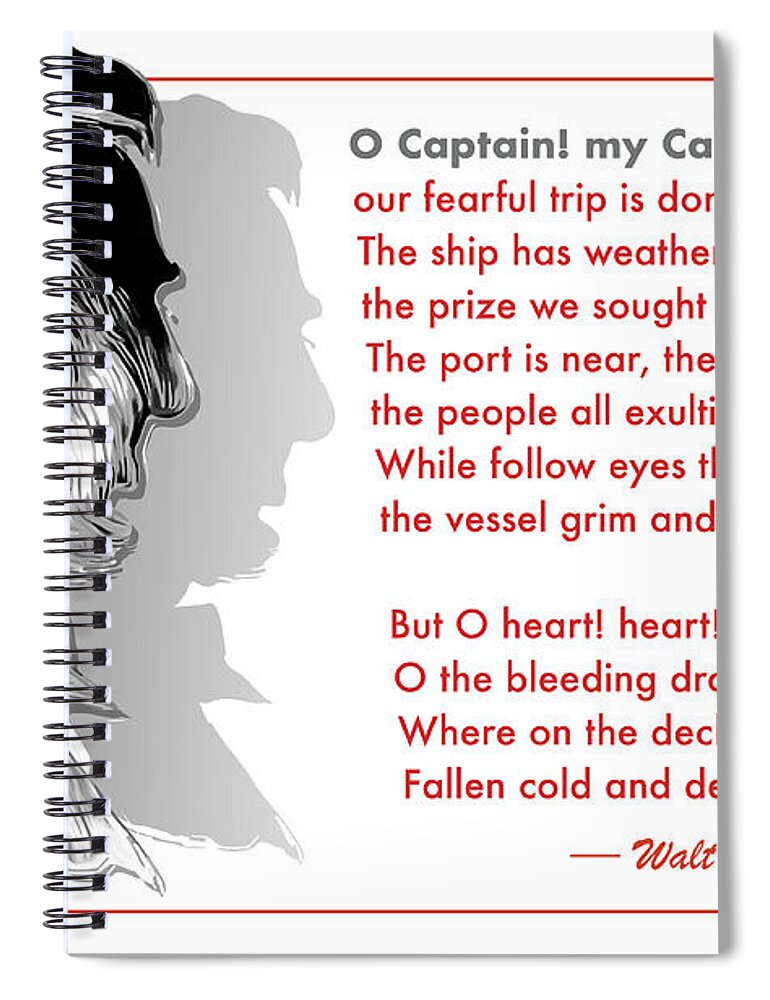 Lincoln Spiral Notebook featuring the mixed media O Captain My Captain by Greg Joens