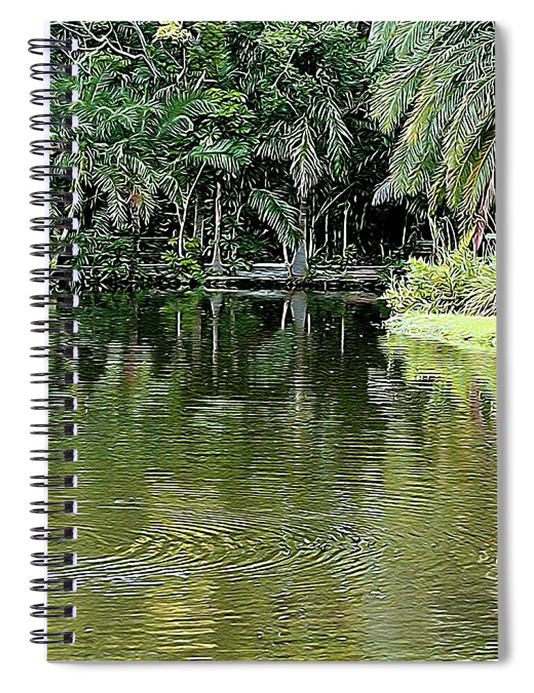 Garden Spiral Notebook featuring the digital art Oasis by Mariarosa Rockefeller