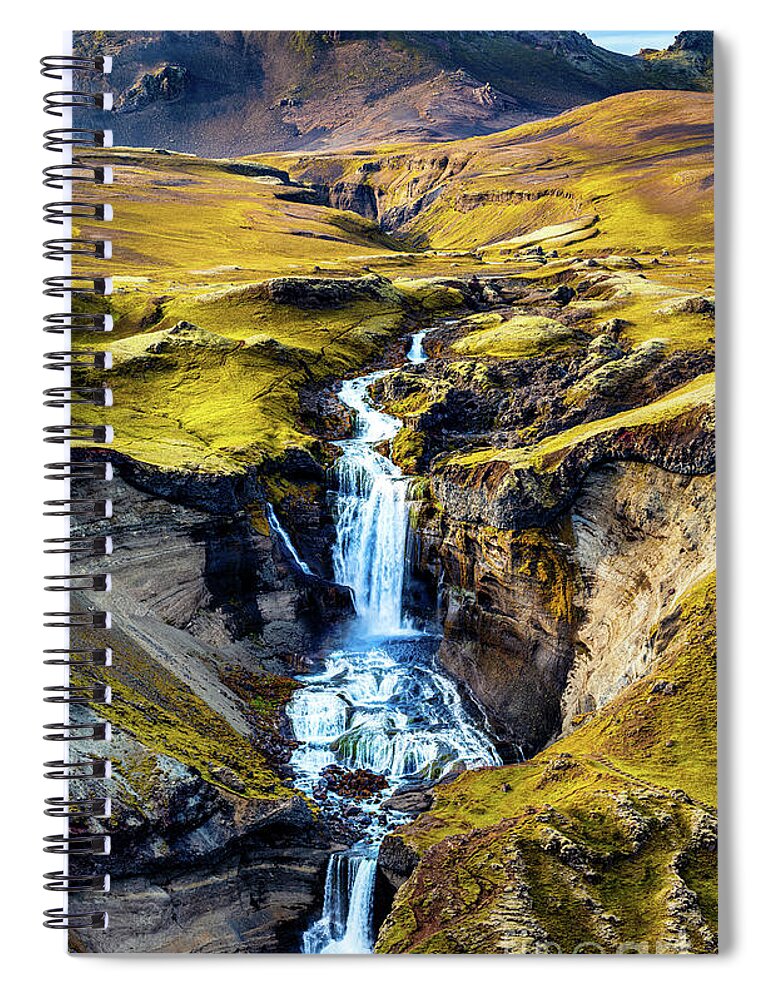 Ofaerufoss Spiral Notebook featuring the photograph Ofaerufoss Waterfall Iceland 1 by M G Whittingham