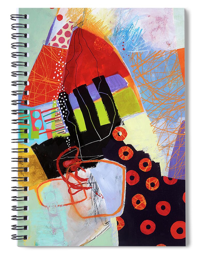 Abstract Art Spiral Notebook featuring the painting Off the Rails by Jane Davies