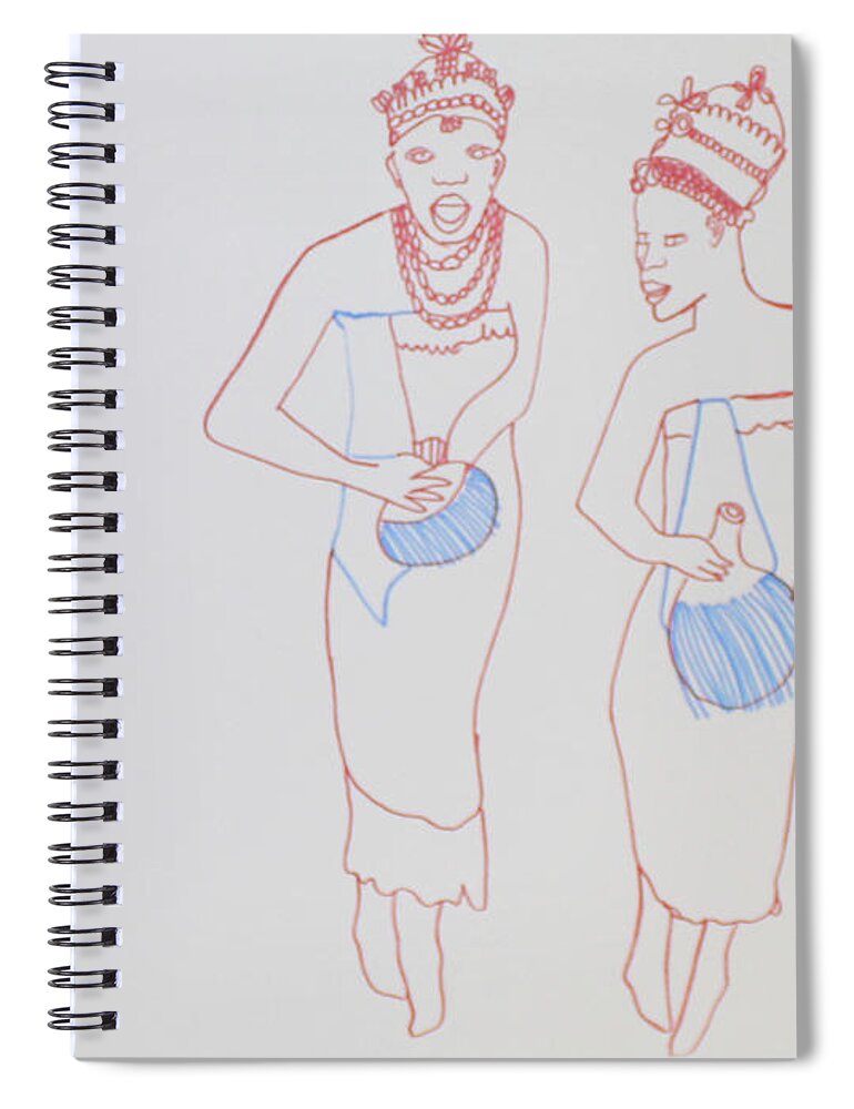 Jesus Spiral Notebook featuring the painting Ohogho Traditional Dance Nigeria by Gloria Ssali