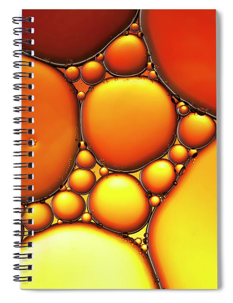 Research Spiral Notebook featuring the photograph Oil & Water - Abstract Background Red by Thomasvogel
