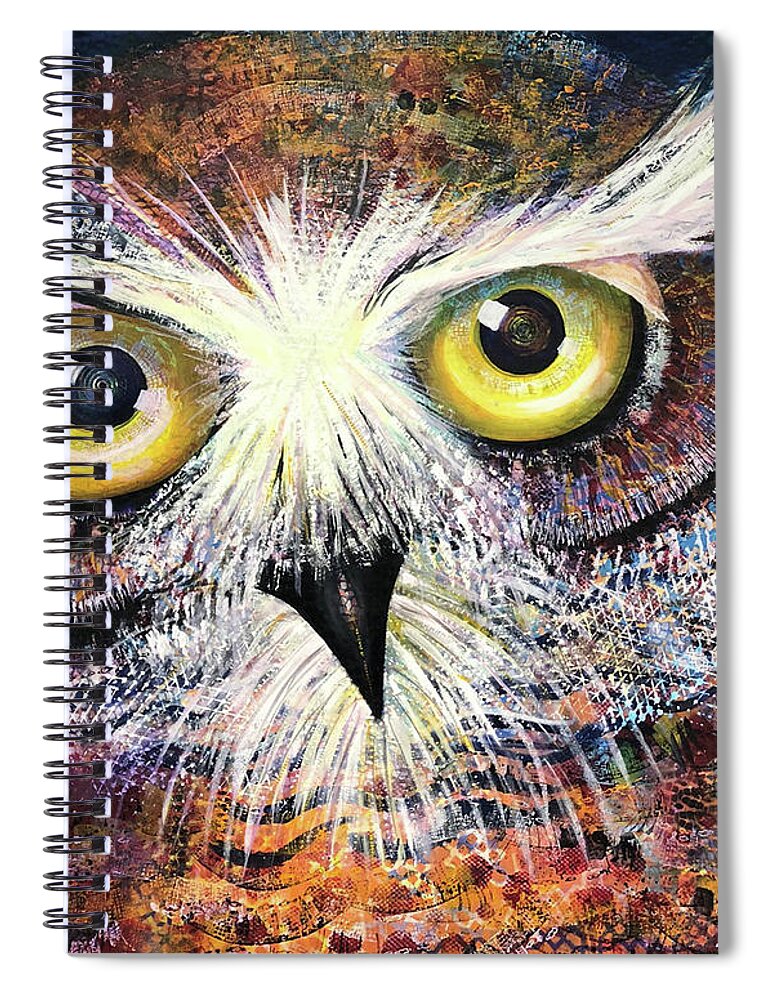 Owl Spiral Notebook featuring the painting OL First Place by Laurel Bahe