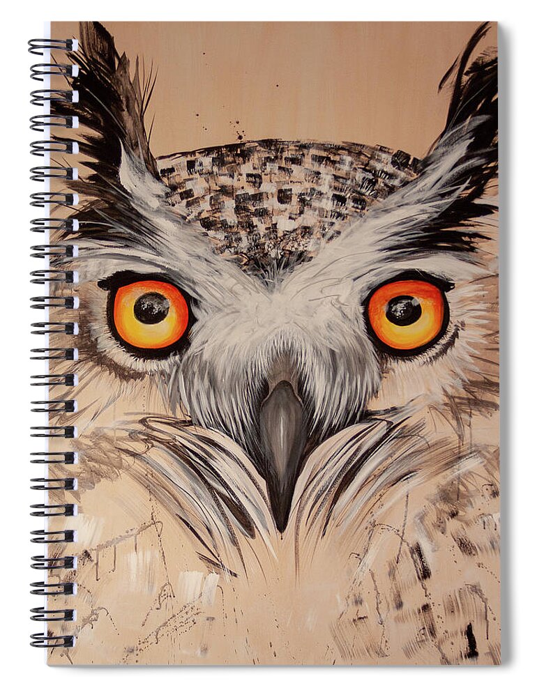 Owl Spiral Notebook featuring the painting OL Sketchy by Laurel Bahe