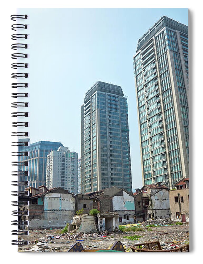 Rubble Spiral Notebook featuring the photograph Old And New Part Of Shanghai by Nikada