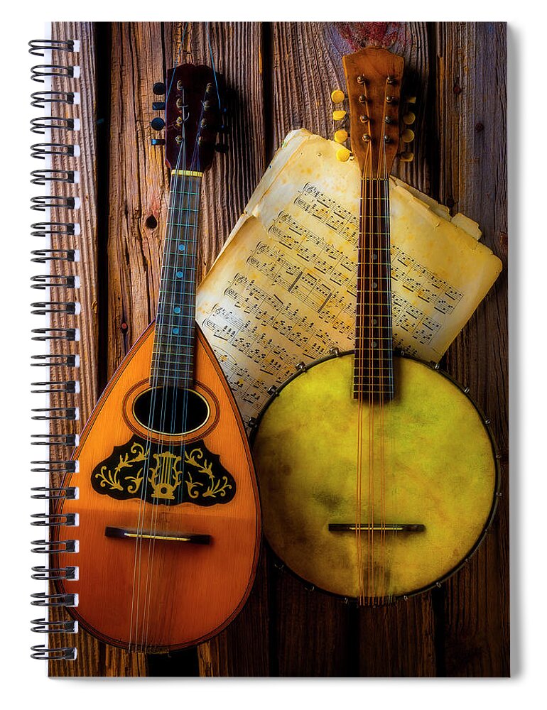 American Spiral Notebook featuring the photograph Old Banjo And Mandolin by Garry Gay