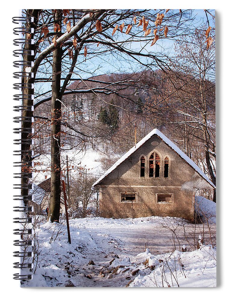 Smarna Gora Spiral Notebook featuring the photograph Old building on Smarna Gora in Winter by Ian Middleton