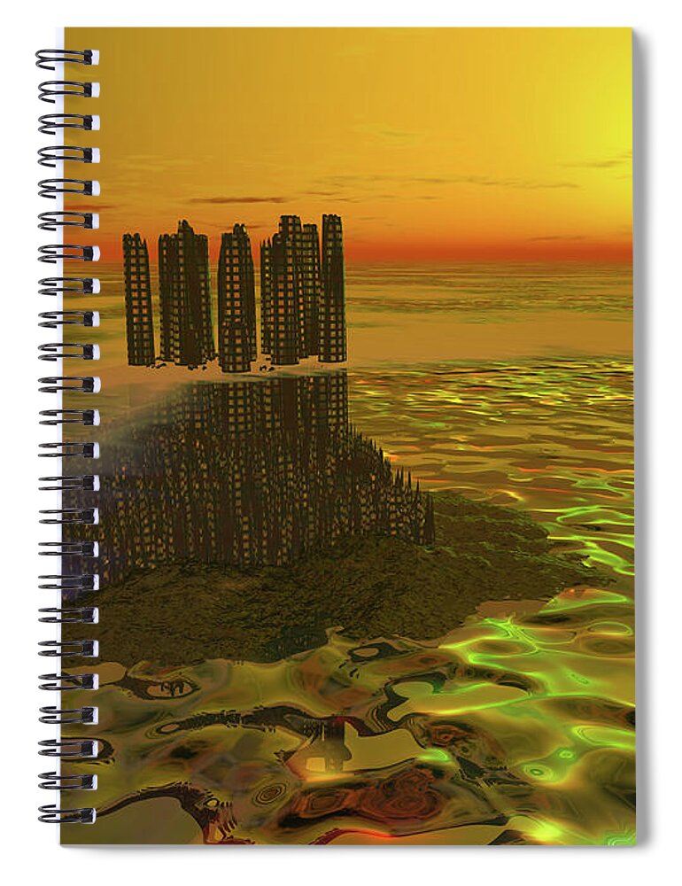 Ancient Spiral Notebook featuring the digital art Old City by Bernie Sirelson