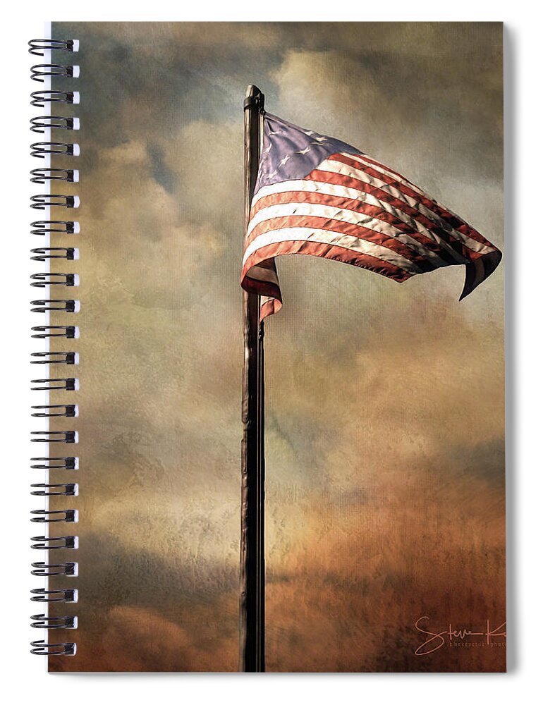  Spiral Notebook featuring the digital art Old Glory by Steve Kelley