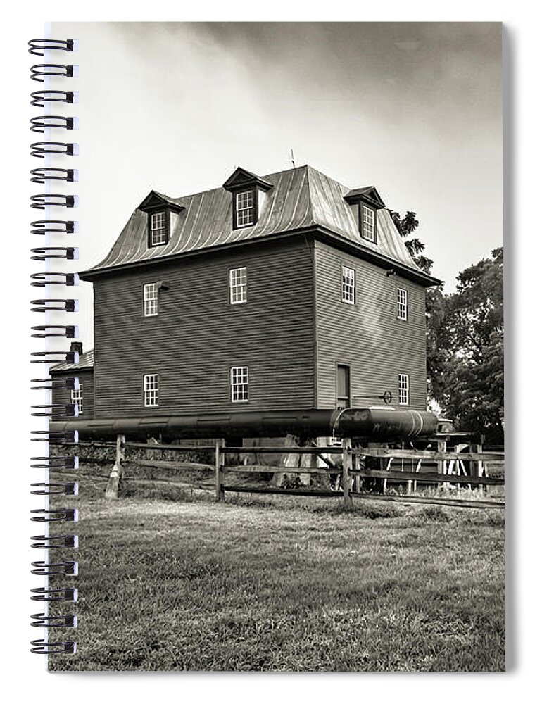 Big Otter Mill Spiral Notebook featuring the photograph Foggy Old Mill in Sepia by Norma Brandsberg