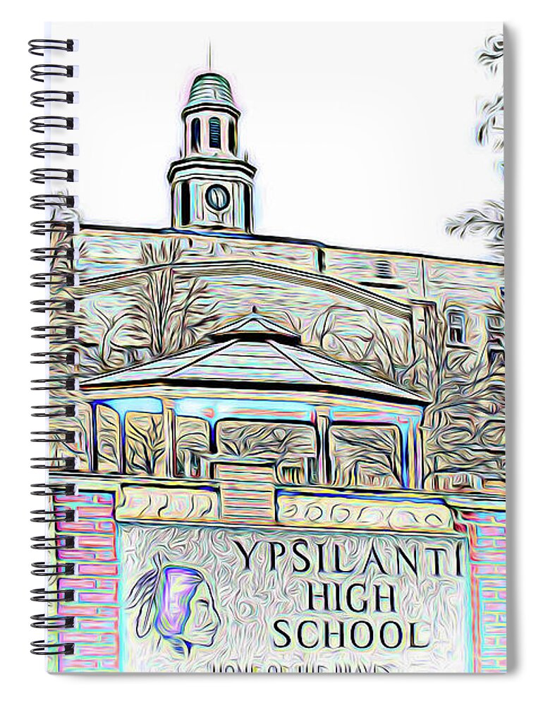 High School Spiral Notebook featuring the photograph Old Ypsi High by Pat Cook
