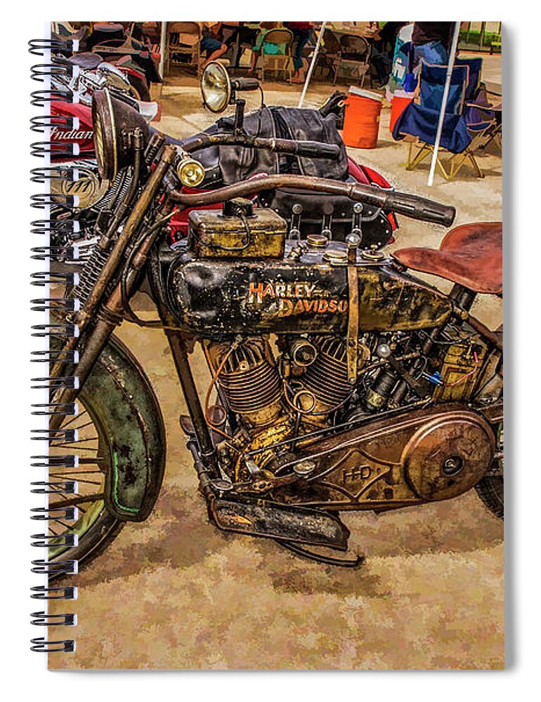 Classic Cars Spiral Notebook featuring the photograph Old Harley Davidson by Kevin Lane