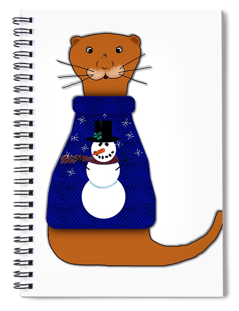 Oliver Spiral Notebook featuring the digital art Oliver Shows Off His Ugly Sweater by Colleen Cornelius