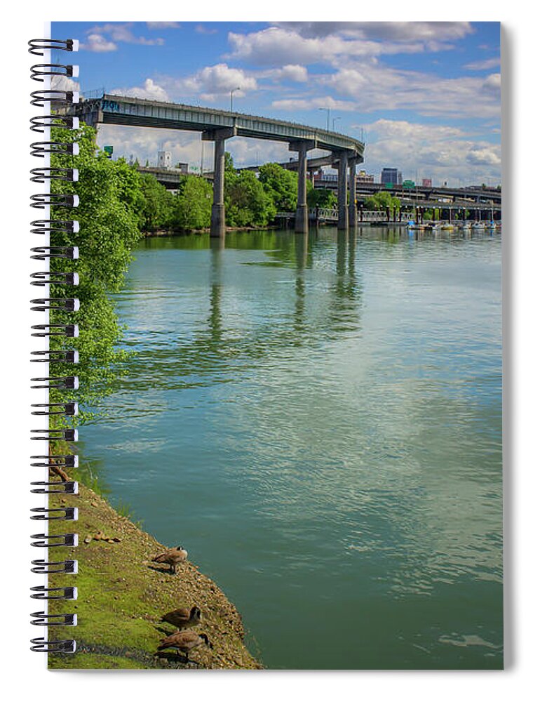 Columbia Spiral Notebook featuring the photograph On the Banks of the Willamette 0872 by Kristina Rinell