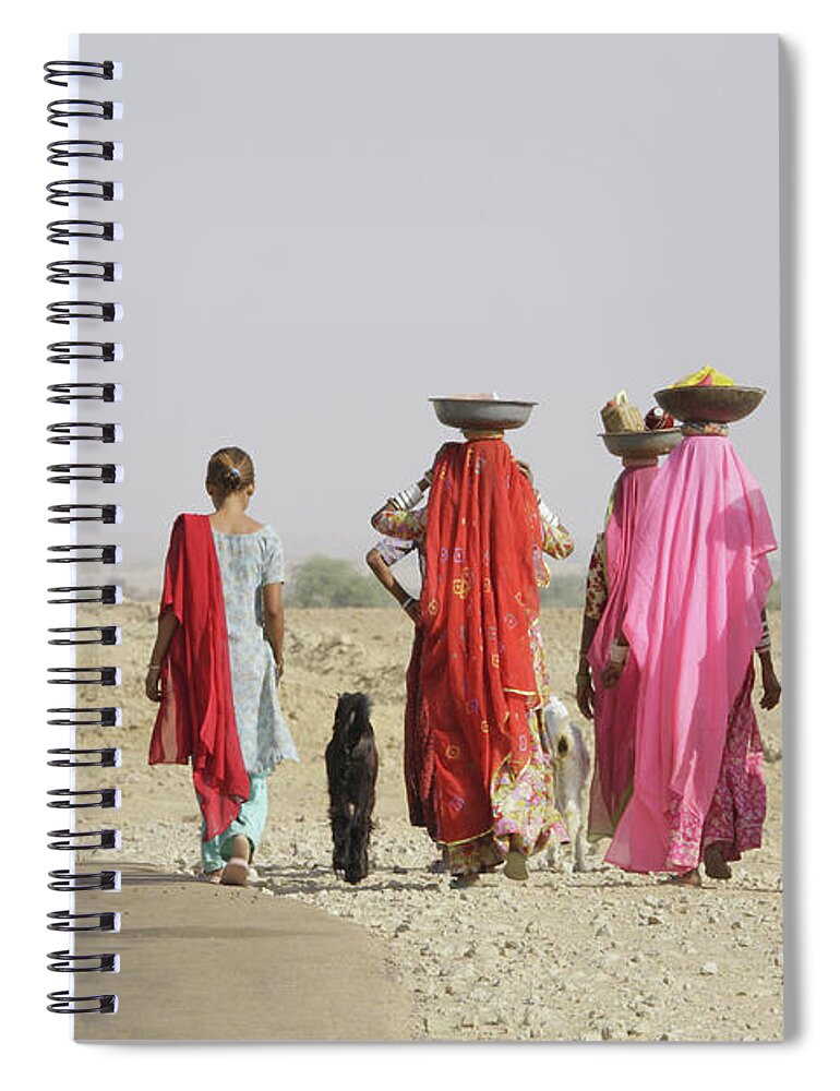 Jaisalmer Spiral Notebook featuring the photograph On Their Way by Photography By Nevil Zaveri