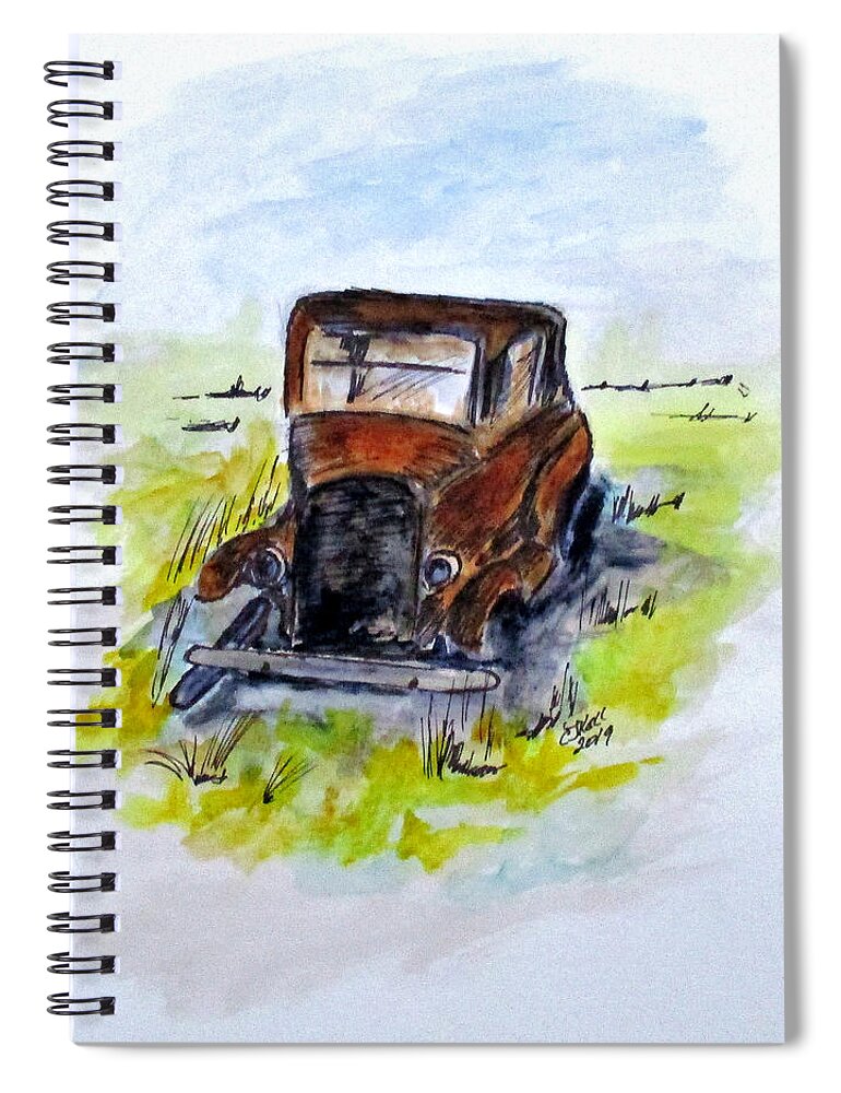 Vintage Car Spiral Notebook featuring the painting Once King by Clyde J Kell