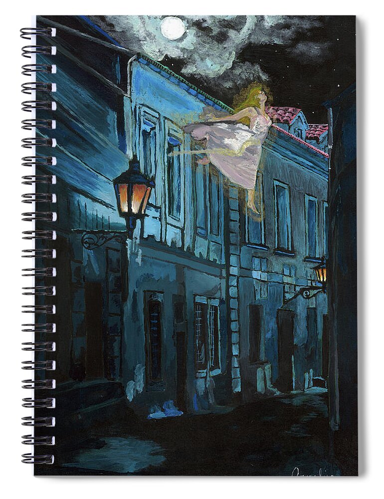 Acrylic Painting Spiral Notebook featuring the painting Once Upon a Lucid Dream by Annalisa Rivera-Franz