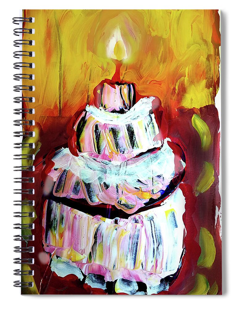 Cake Spiral Notebook featuring the painting One candle by Tilly Strauss