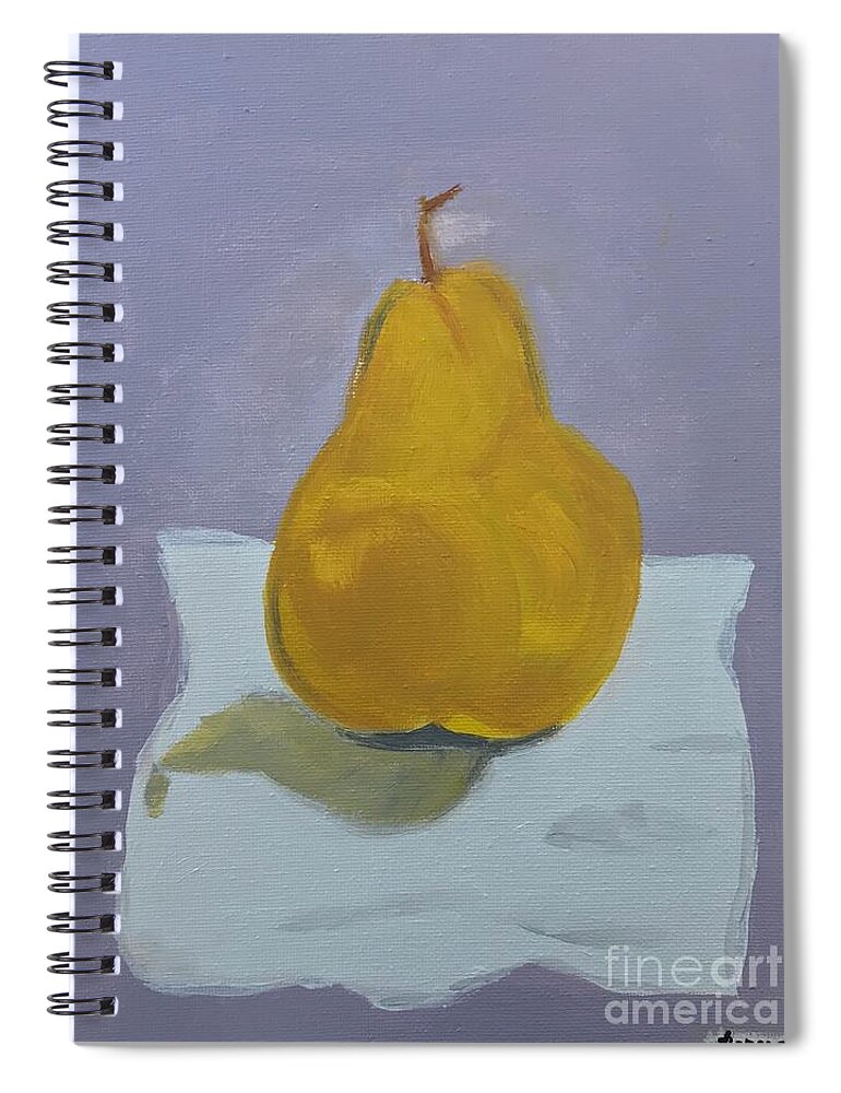Original Art Work Spiral Notebook featuring the painting One Pear On a Napkin by Theresa Honeycheck