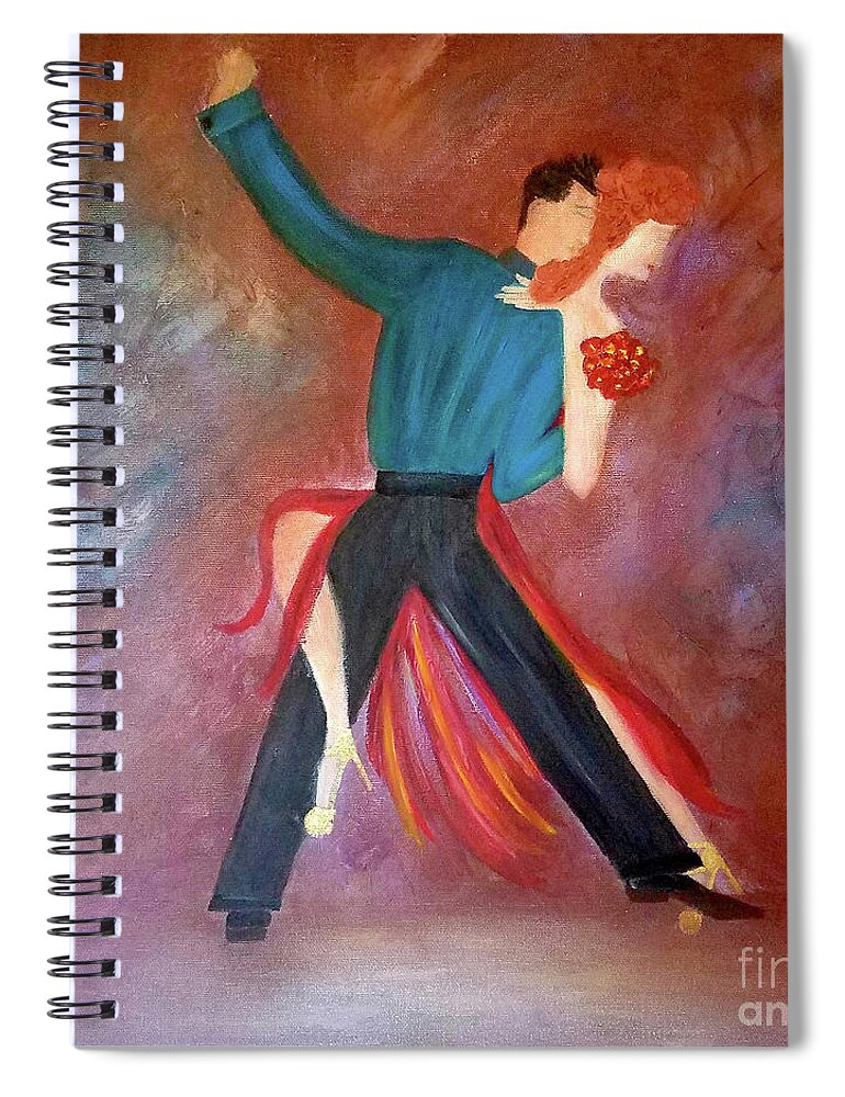 Tango Spiral Notebook featuring the painting One Step Closer by Artist Linda Marie