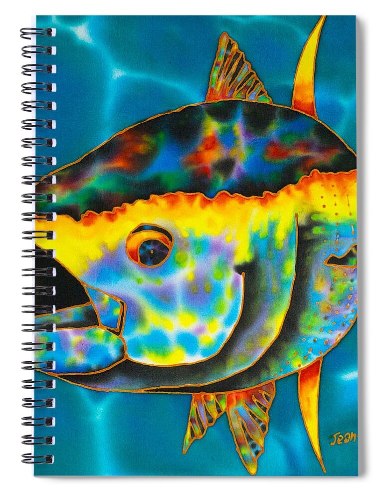 Saltwater Fish Spiral Notebook featuring the painting Opal Tuna by Daniel Jean-Baptiste
