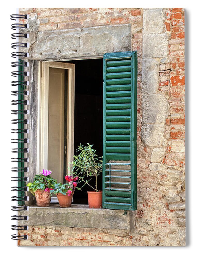 Window Spiral Notebook featuring the photograph Open Window of Cortona by David Letts