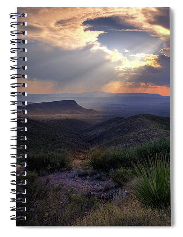 Big Bend National Park Spiral Notebook featuring the photograph Opening In The Storm by Harriet Feagin