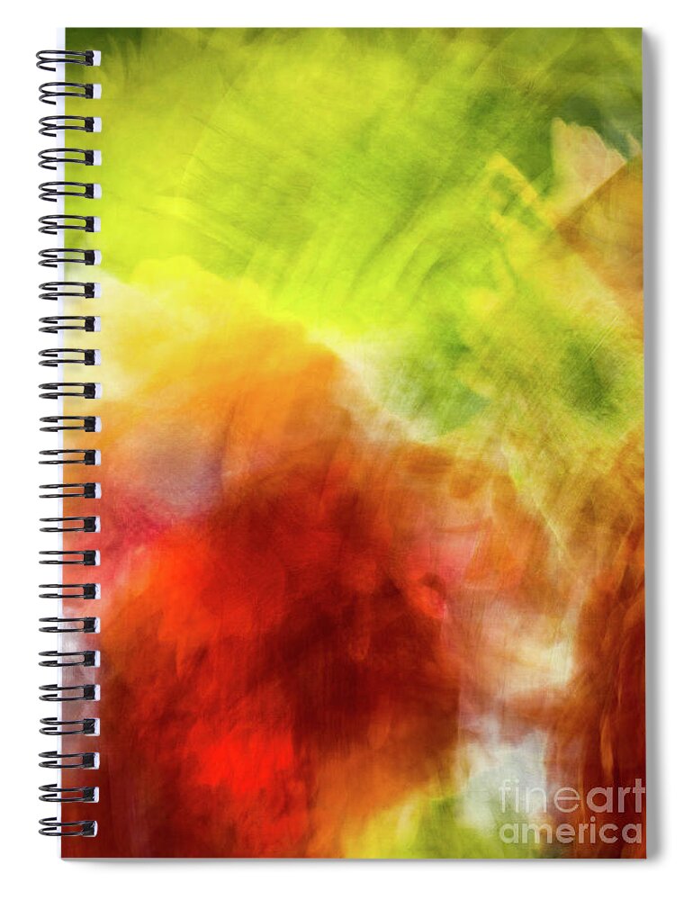 Abstract Spiral Notebook featuring the photograph Orange And Green Flower Abstract by Phillip Rubino